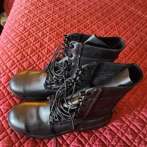 MENS BLACK MILITARY HEAVY DUTY WORK BOOTS STEEL TOE VIBRAM USA SOLES 12.5 R EC!
